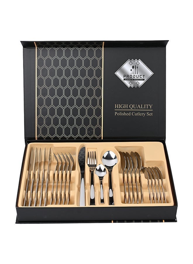 أولييرو طقم أدوات طعام متين وأنيق مكوّن من 24 قطعة لراحة استخدام ومائدة أنيقة – فضي - Image 3